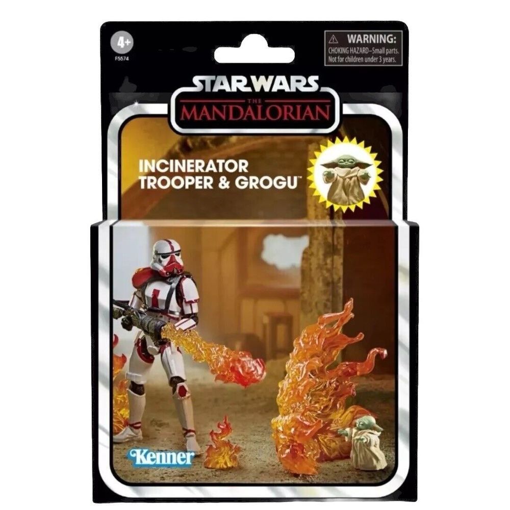 Hasbro Star Wars The Mandalorian Incinerator Trooper  & Grogu Retro By‎ Kenner